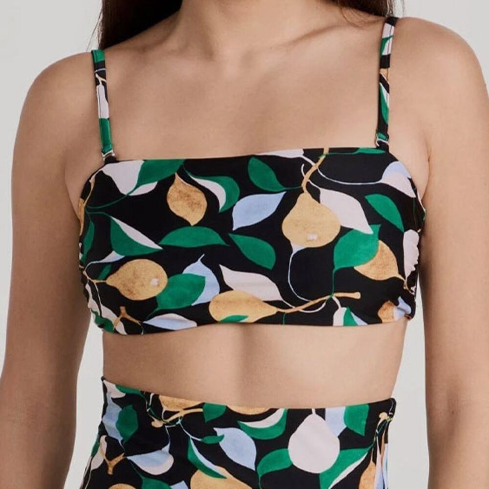 LA DOUBLEJ 3-Way Bandeau Swim Top Orchard Print XL US 10 Made In Italy